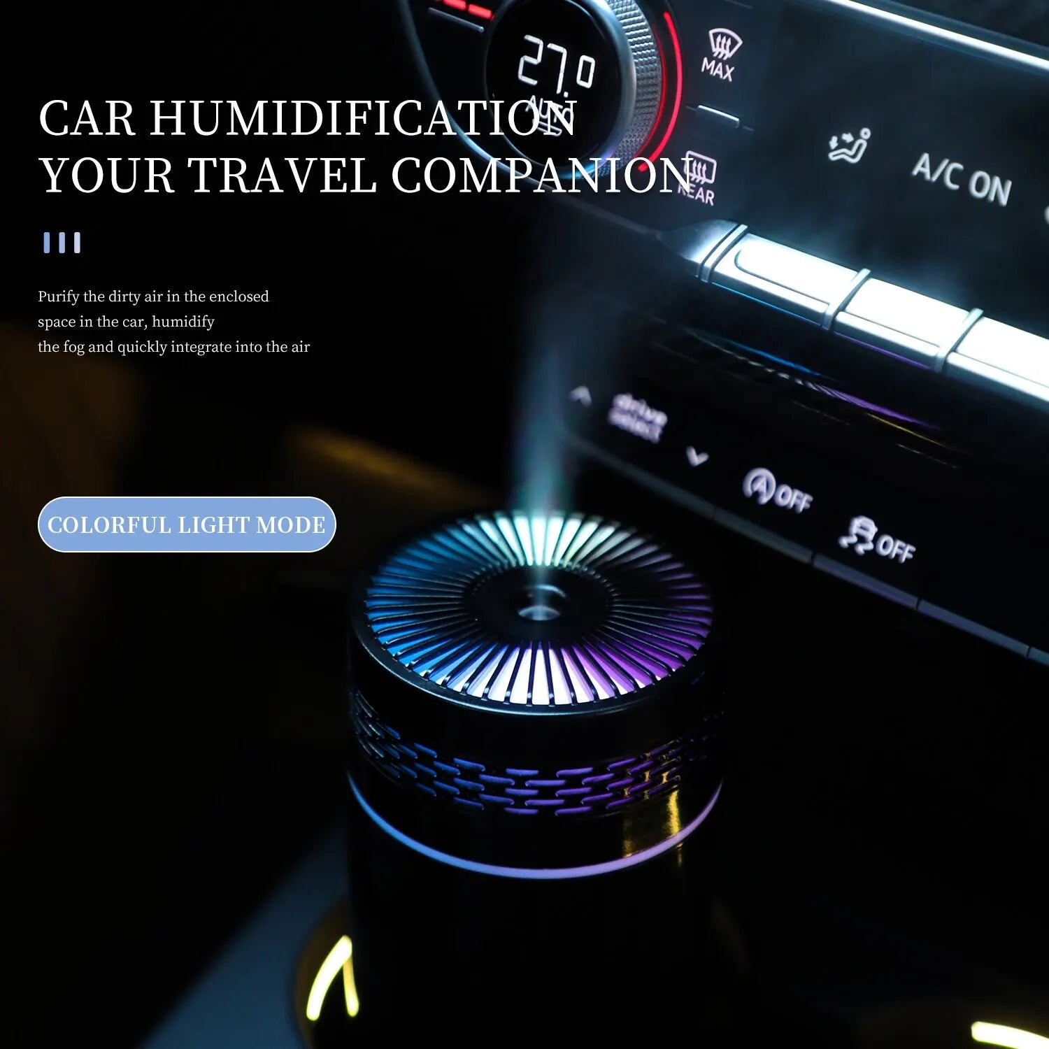 BowLift | 250ML Portable Car Humidifier - USB LED Essential Oil Diffuser