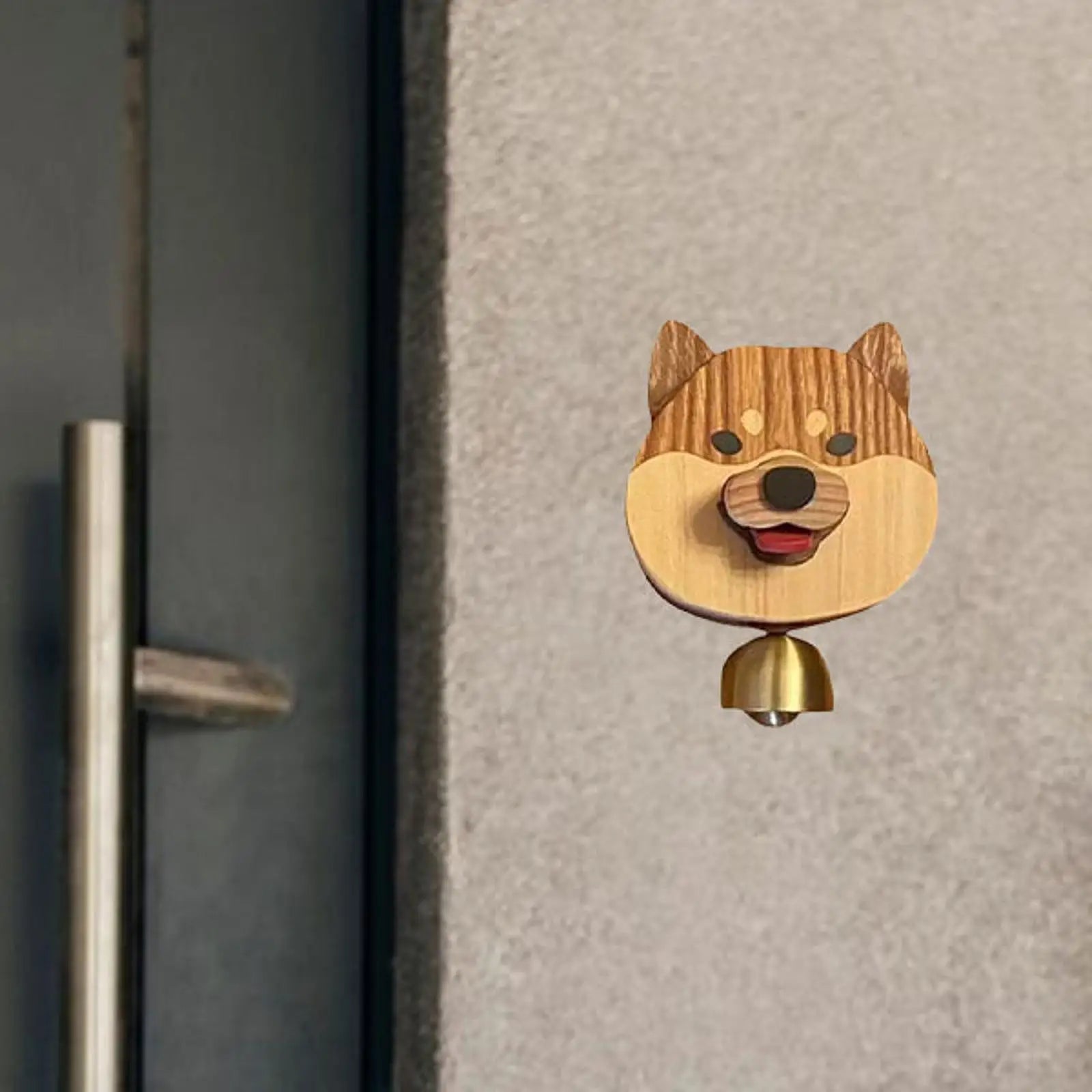 BowLift | Playful Shiba Dog Face Wooden Doorbell