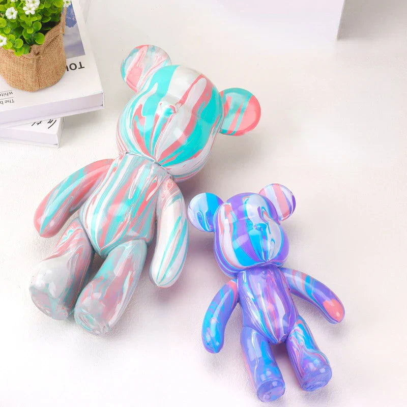 BowLift | Graffiti Painted Fluid Violent Bear White Body Ornaments DIY Handmade Personalized Model Home Desktop Decoration Accessories New