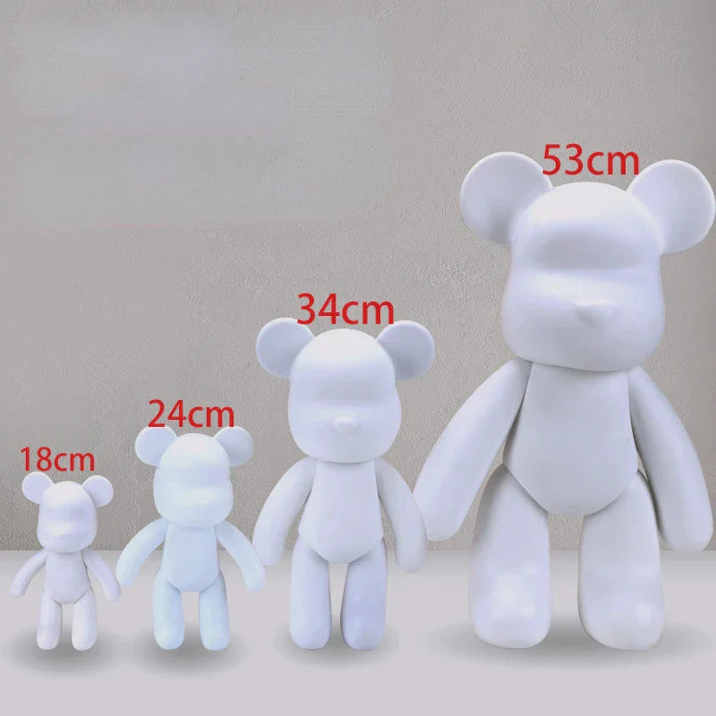 BowLift | Graffiti Painted Fluid Violent Bear White Body Ornaments DIY Handmade Personalized Model Home Desktop Decoration Accessories New