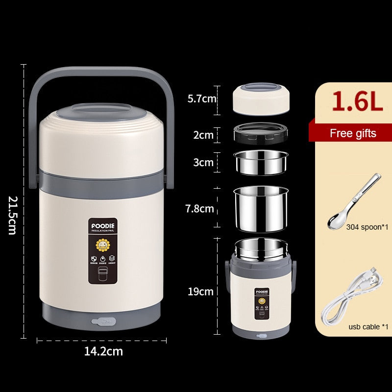BowLift | USB Heated Stainless Steel Food Warmer Lunch Box
