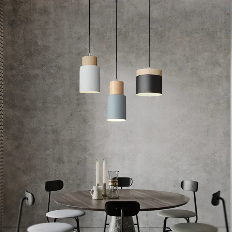BowLift | Nordic LED Pendant Lights Made of Metal and Wood - Modern Hanging Lamps for Dining Room and Kitchen
