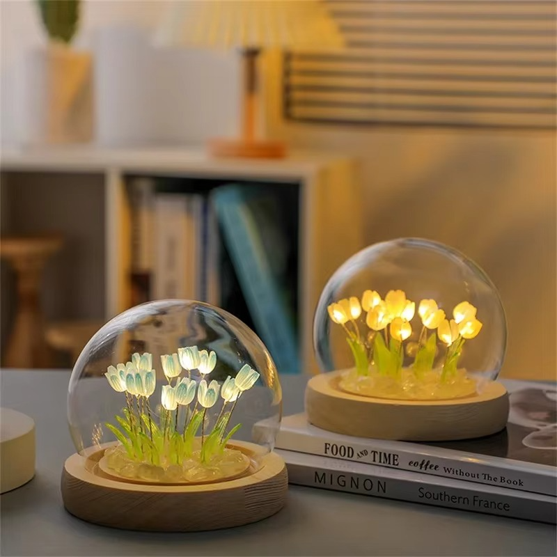 BowLift | Handmade Artificial Tulip LED Night Light Bedside Table Lamp for Bedroom and Gift Decor