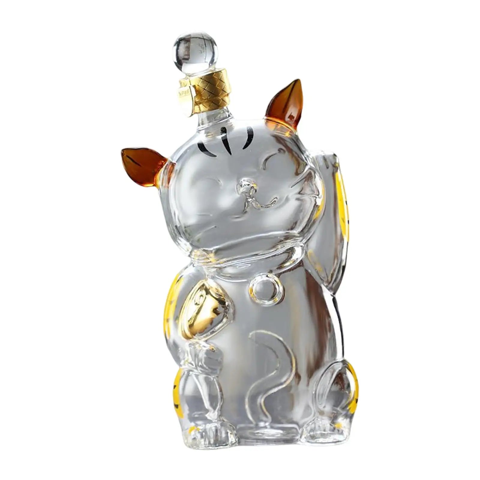 BowLift | Cat Shaped Glass Decanter Glass Holder with Stopper Bottle Drinkware Dispenser Carafe 1000ml for Dining Party Decoration Gift