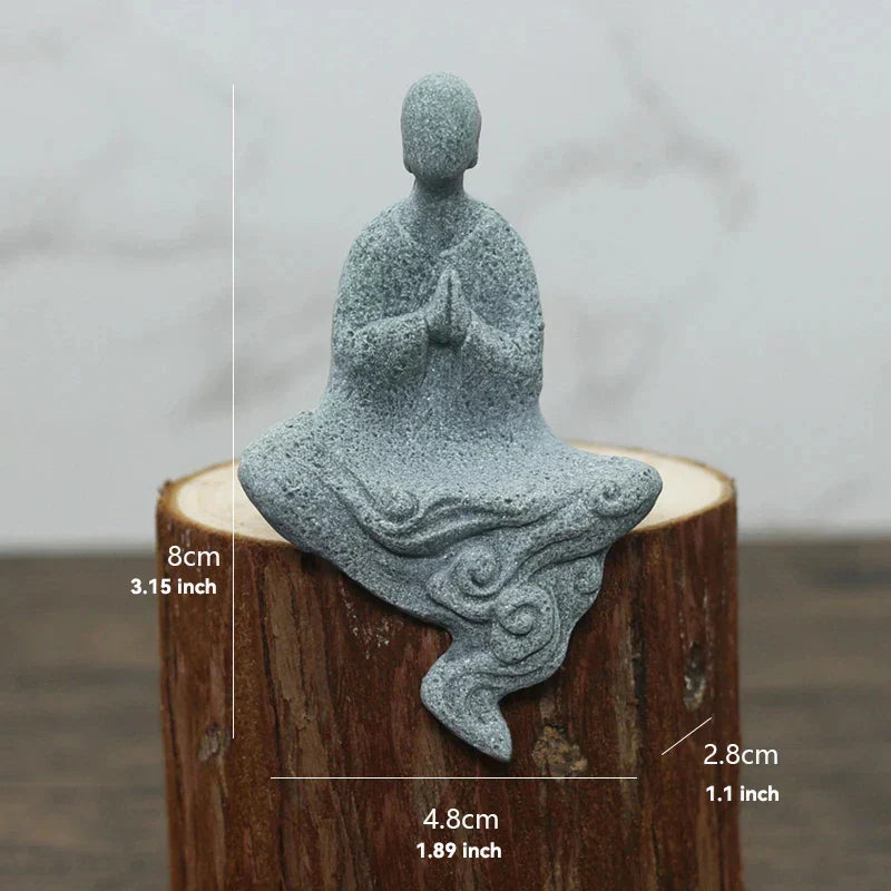 BowLift | Buddha Stone Statue Small Buddhist Monks Tibetan Buddhism Figures Zen Garden Ornament Meditation Home Aquarium Decoration