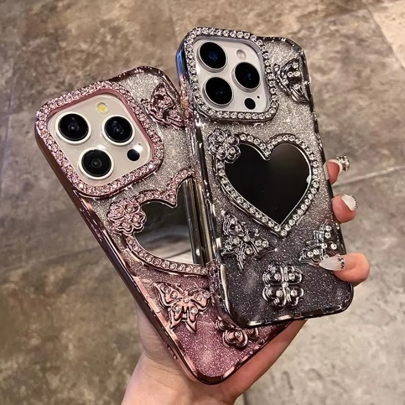 BowLift | Butterfly Glitter Diamond Mirror Case for iPhone