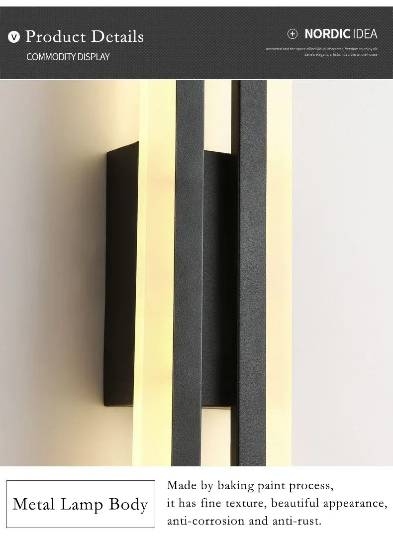 BowLift | Modern LED Wall Lamp: Black/Gold Acrylic Room Decoration Light