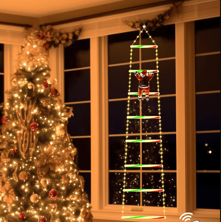 BowLift | Animated Santa Claus climbing a ladder, LED Christmas decoration