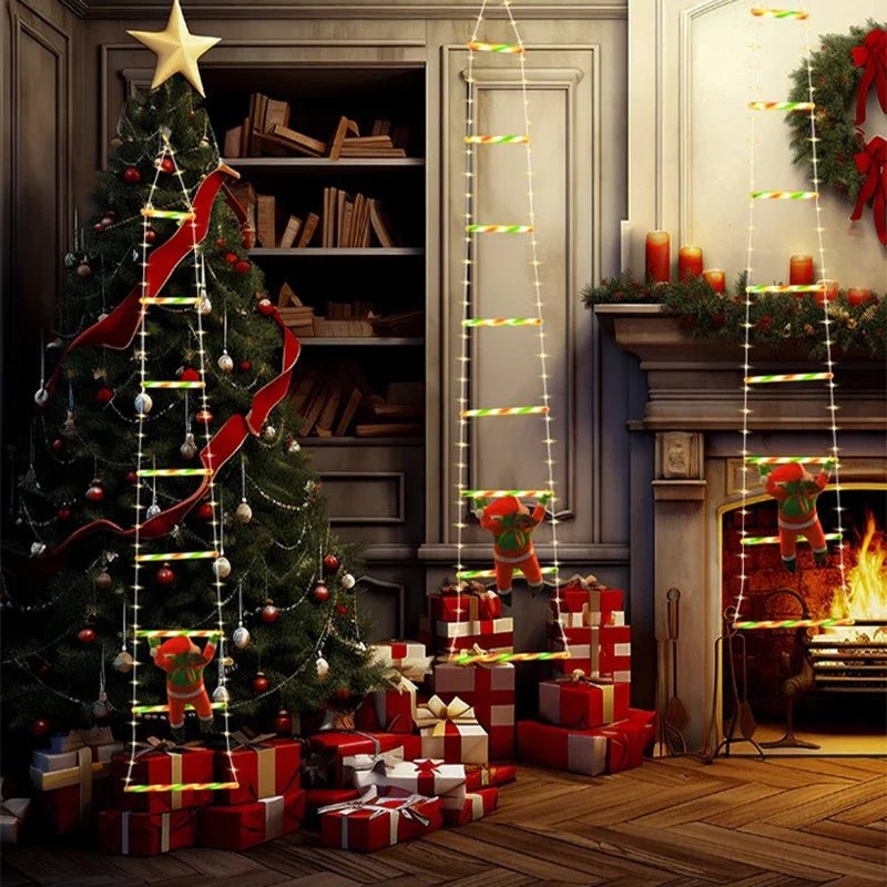 BowLift | Animated Santa Claus climbing a ladder, LED Christmas decoration