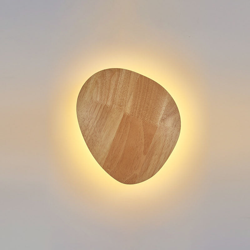 BowLift | Modern Minimalist Round Irregular Oval Wood LED Wall Light Lamp for Living Room