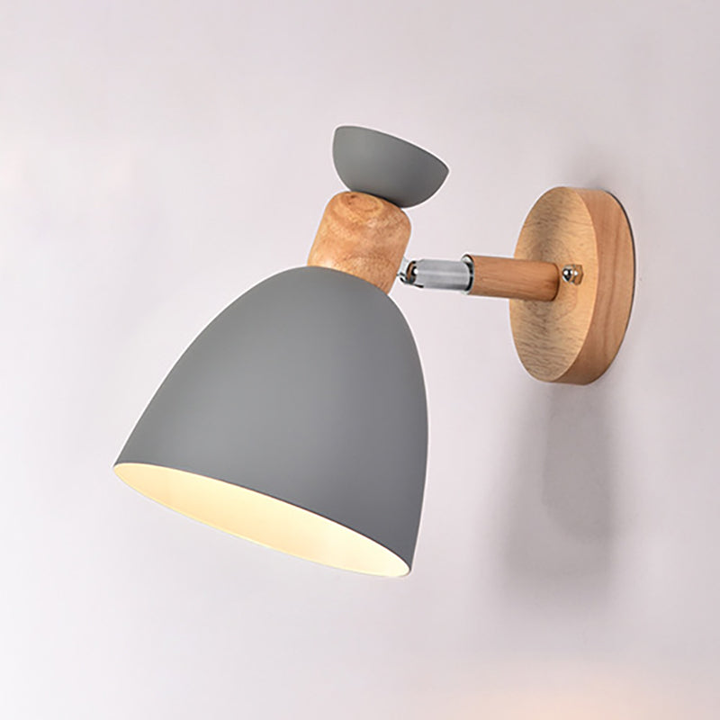 BowLift | Modern Minimalistic Round Horn Aluminum Wood 1-Light Wall Lamp for Bedroom