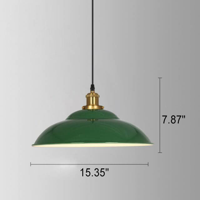 BowLift | RetroDome Industrial Vintage Pendant Light | Green Iron Dome Design | Single Light | Rustic Ceiling Lighting