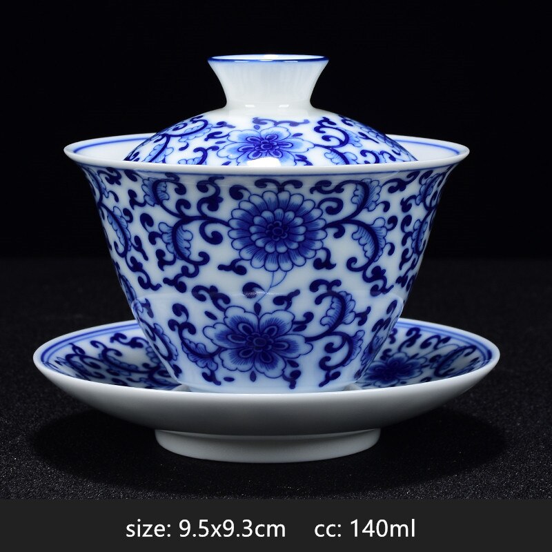 BowLift | PorceVive Gaiwan Tea Cup | Handcrafted Porcelain with Landscape Pattern | Chinese Tea Set with Lid