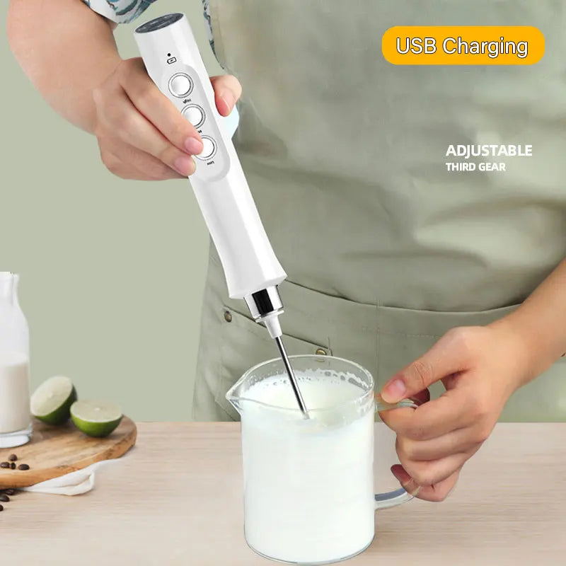 BowLift | 3 In 1 Electric Milk Frother Rechargeable Milk Foam Maker Handheld Frother High Speed Milk Frother Drink Mixer Coffee