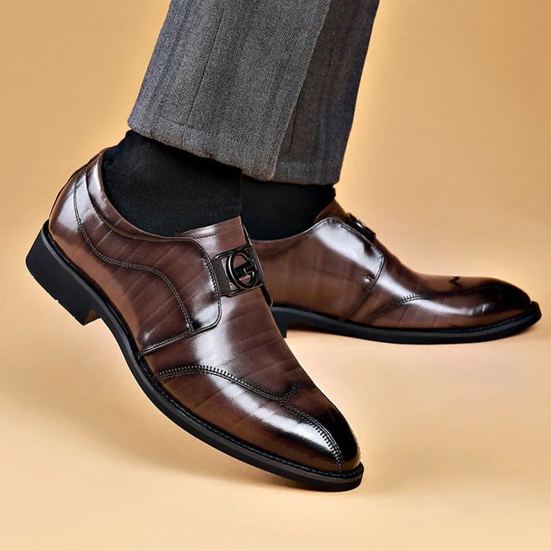 BowLift | Men's Leather Shoes Stylish Men's Shoes Pointed Oxford Wedding Leather Men's Dress Shoes Gentleman Office Man Shoe
