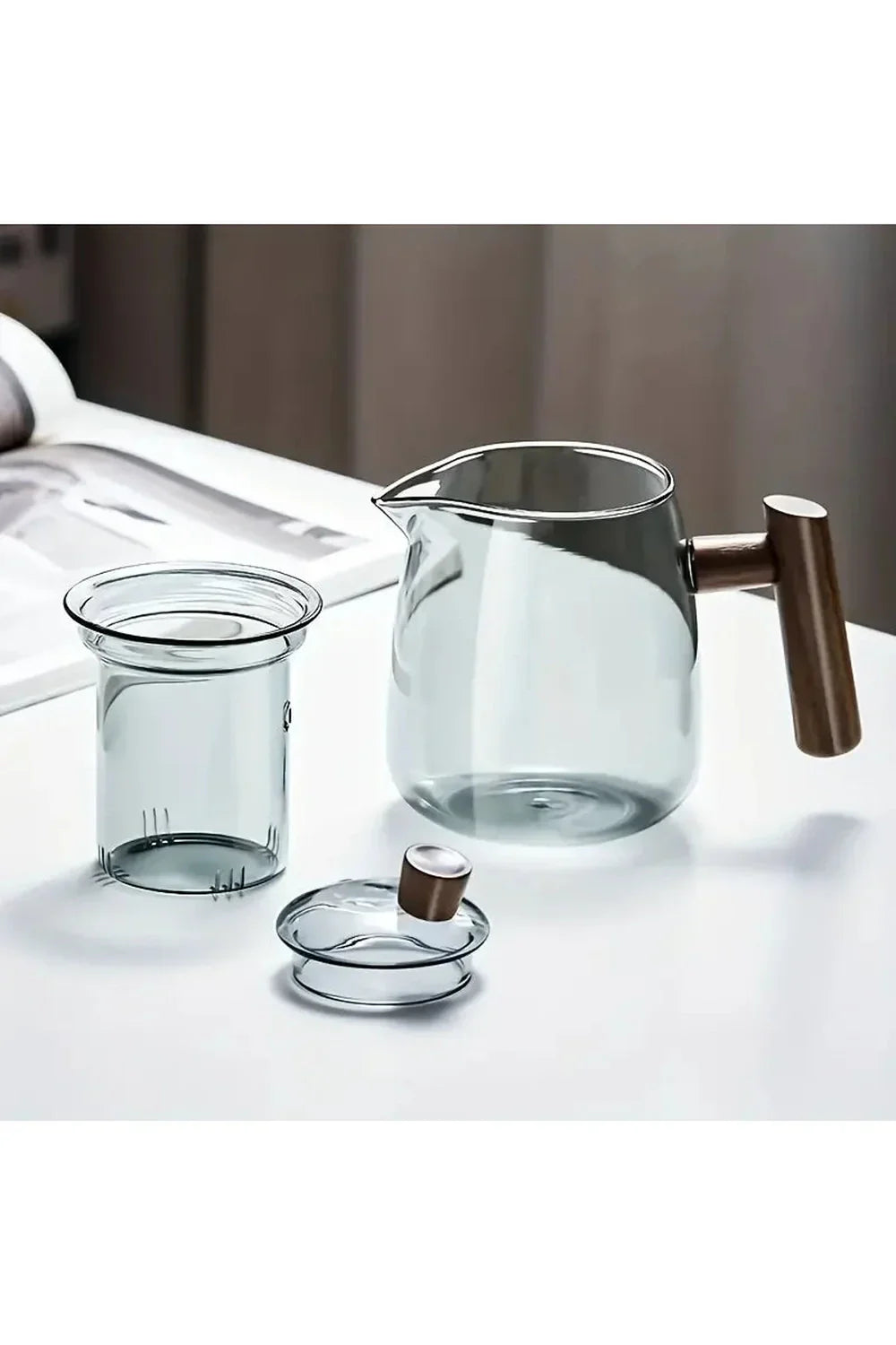 BowLift | Wood Handle Glass Teapot
