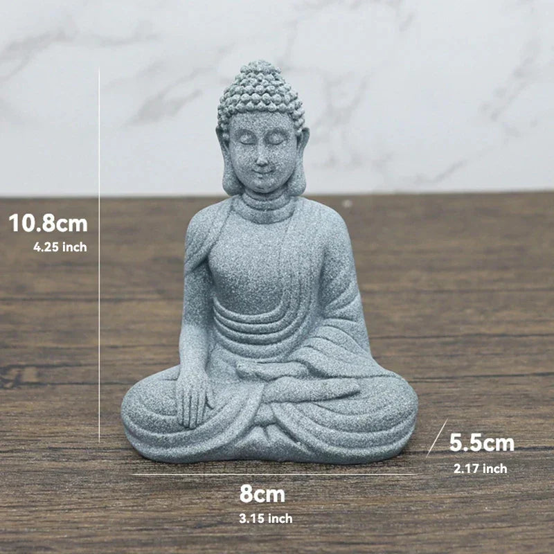 BowLift | Buddha Stone Statue Small Buddhist Monks Tibetan Buddhism Figures Zen Garden Ornament Meditation Home Aquarium Decoration