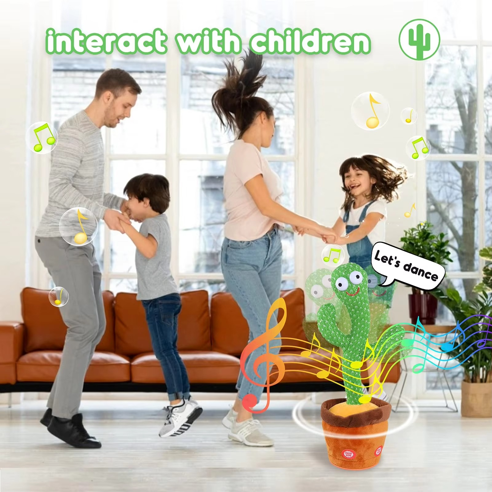 BowLift | Interactive Sing & Dance Cactus Plush Toy with 120 Songs