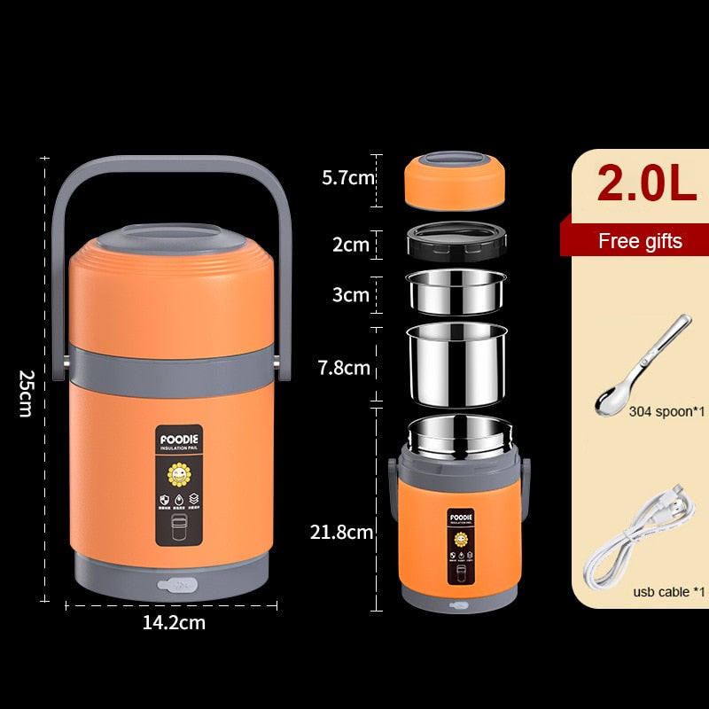 BowLift | USB Heated Stainless Steel Food Warmer Lunch Box