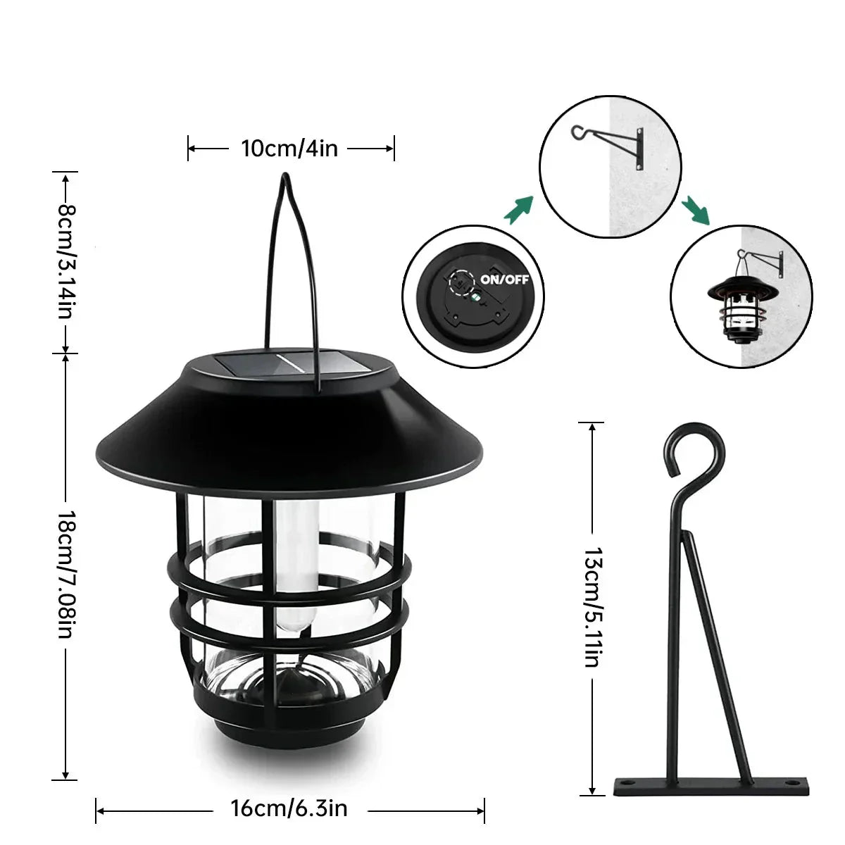 BowLift | Solar Wireless Waterproof Flickering Sun Flame Lantern Light | - WallLant