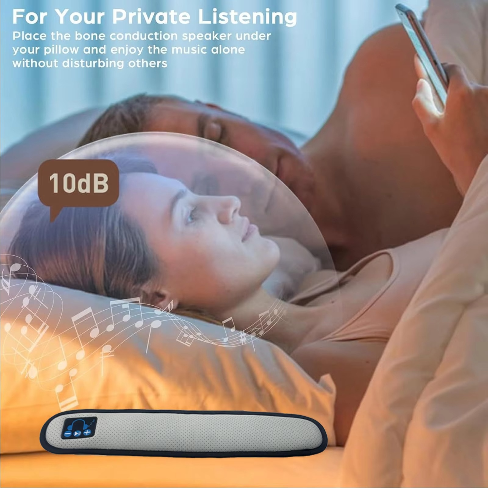 BowLift | Bone Conduction Bluetooth 5.0 Wireless Speaker, Portable Stereo Soundbar for Under Pillow Relaxation and Better Sleep