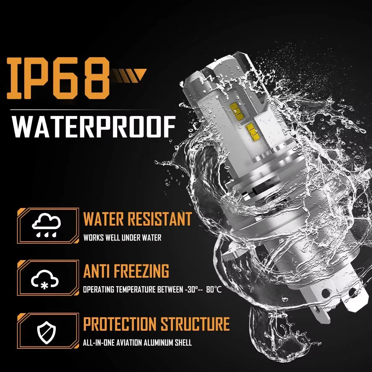 BowLift | 2pcs 30000LM LED Headlight Bulbs H4 H7 9003 CSP Fanless High Low Beam 12V 24V