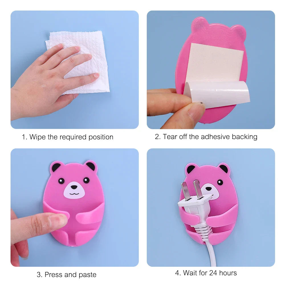 BowLift | Bear Hug Self-Adhesive Wall Plug Holder