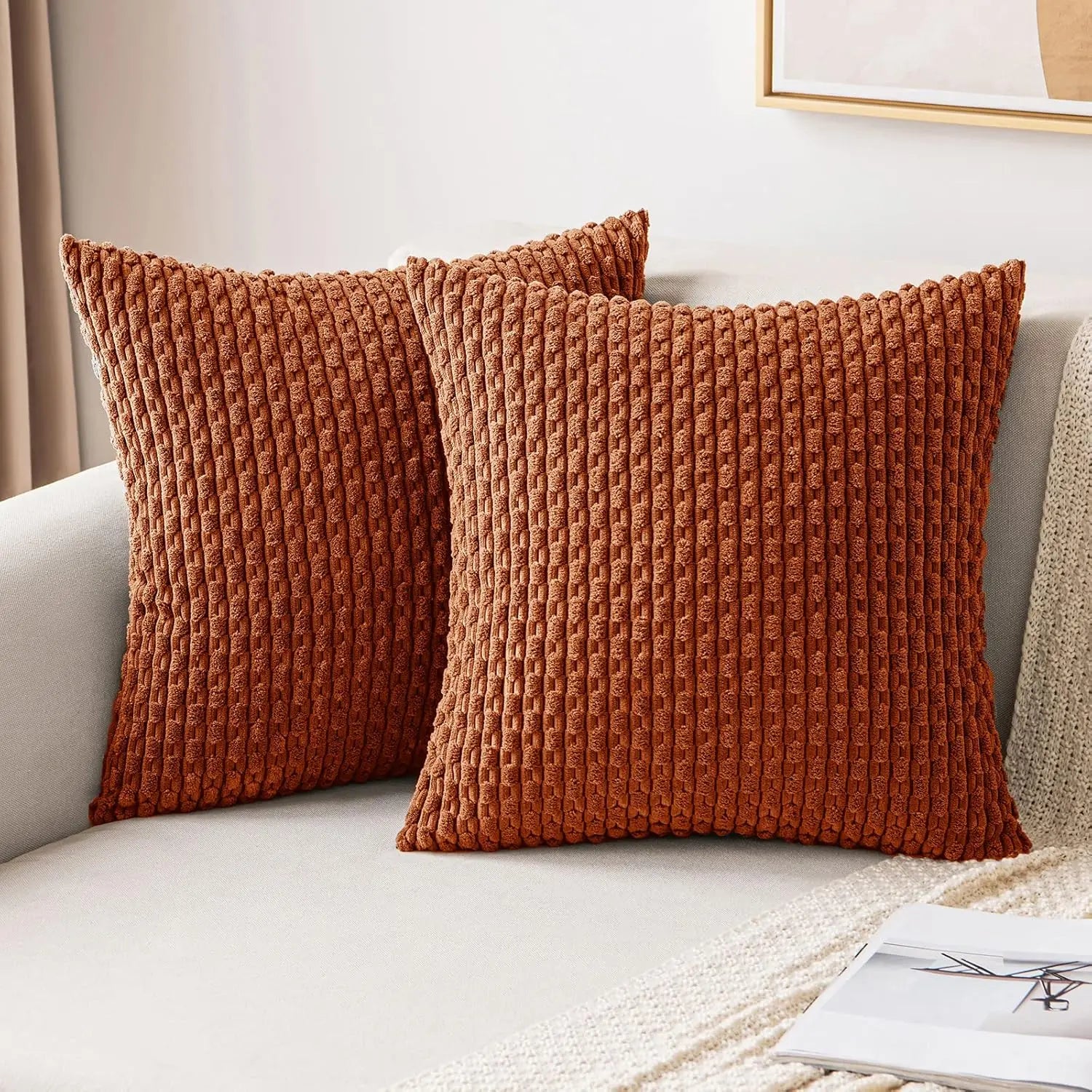 BowLift | Boho Ribbed Corduroy Cushion Cover – Stylish Striped Decorative Pillowcase for Sofa or Bed