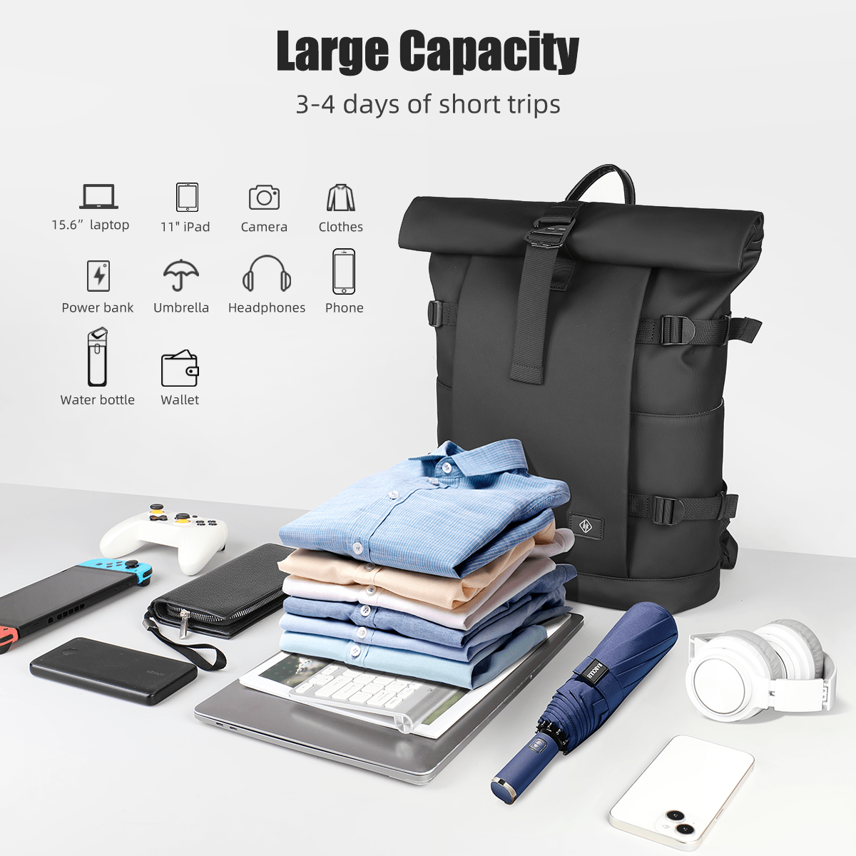 BowLift | Expandable outdoor backpack with large volume & laptop compartment