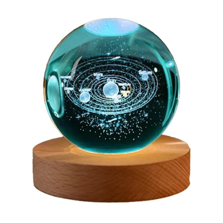 BowLift | 2.36 in RGB Crystal Ball Night Light with Milky Way and Moon - Cosmos-Inspired Bedside Decoration