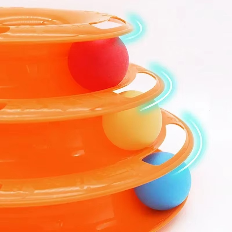 BowLift | Interactive Cat Tower Toy with Roller Balls, Multi-Level Puzzle Track for Kittens and Cats