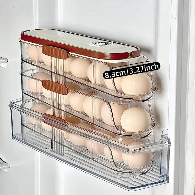 BowLift | Fridge Organizer Automatic Rolling Transparent Egg Storage Box