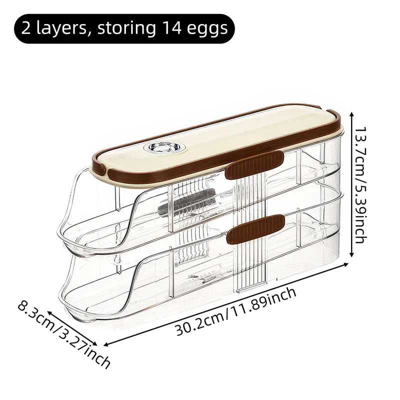 BowLift | Fridge Organizer Automatic Rolling Transparent Egg Storage Box