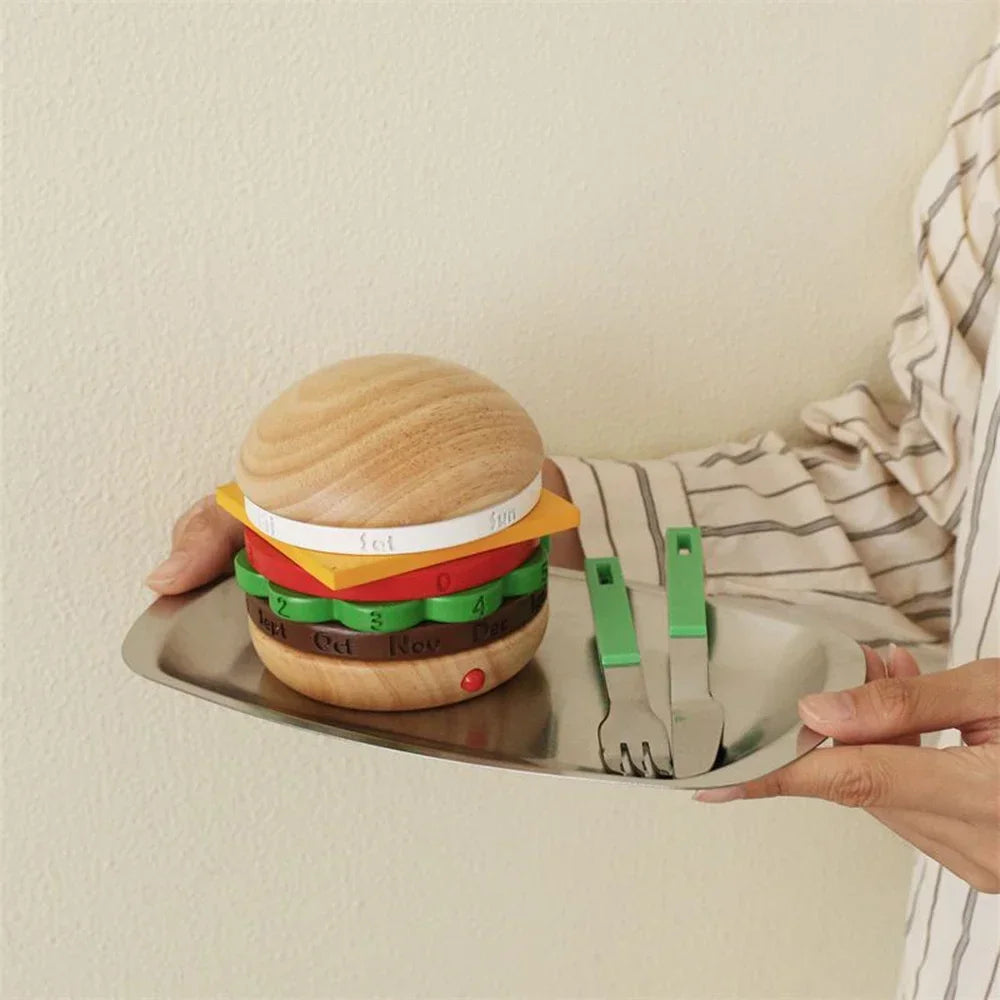 BowLift | Rotating Wooden Hamburger Decorative Calender