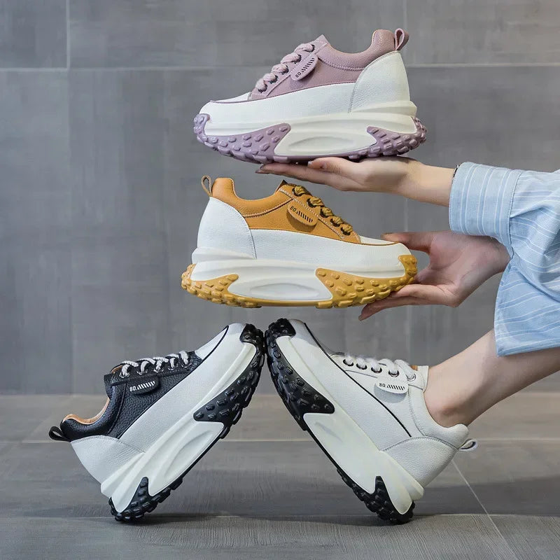 BowLift | 7 cm Platform Wedge Sneakers made of Leather