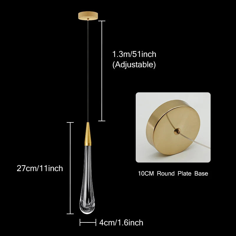 BowLift | Crystal LED Pendant Lights: Perfect for Bedrooms, Dining Rooms, Bar - Water Droplet Chandelier, Stair Lamp for Interior Decoration