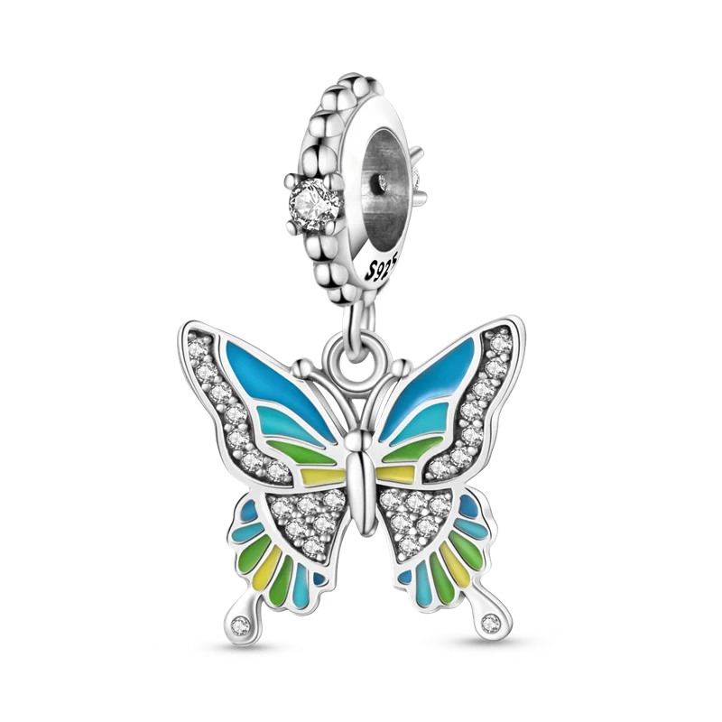 BowLift | 925 Silver Golden Leopard Charms Beads Colorful Chameleon Rhinoceros Lion Scarab Cat Pendant Compatible with Original Pandora Bracelet Jewelry