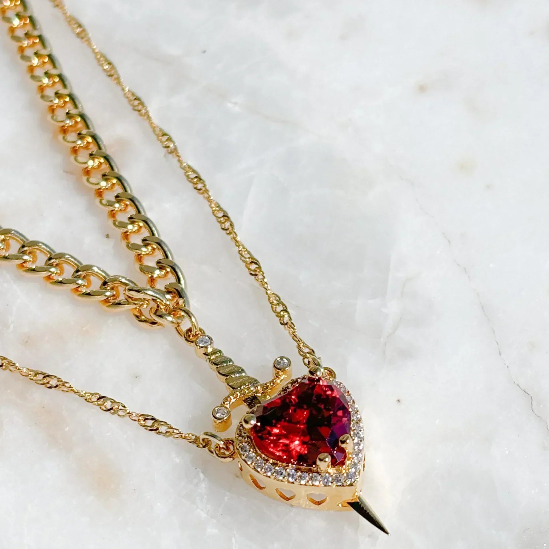 BowLift | Heart and Sword Couple Necklaces
