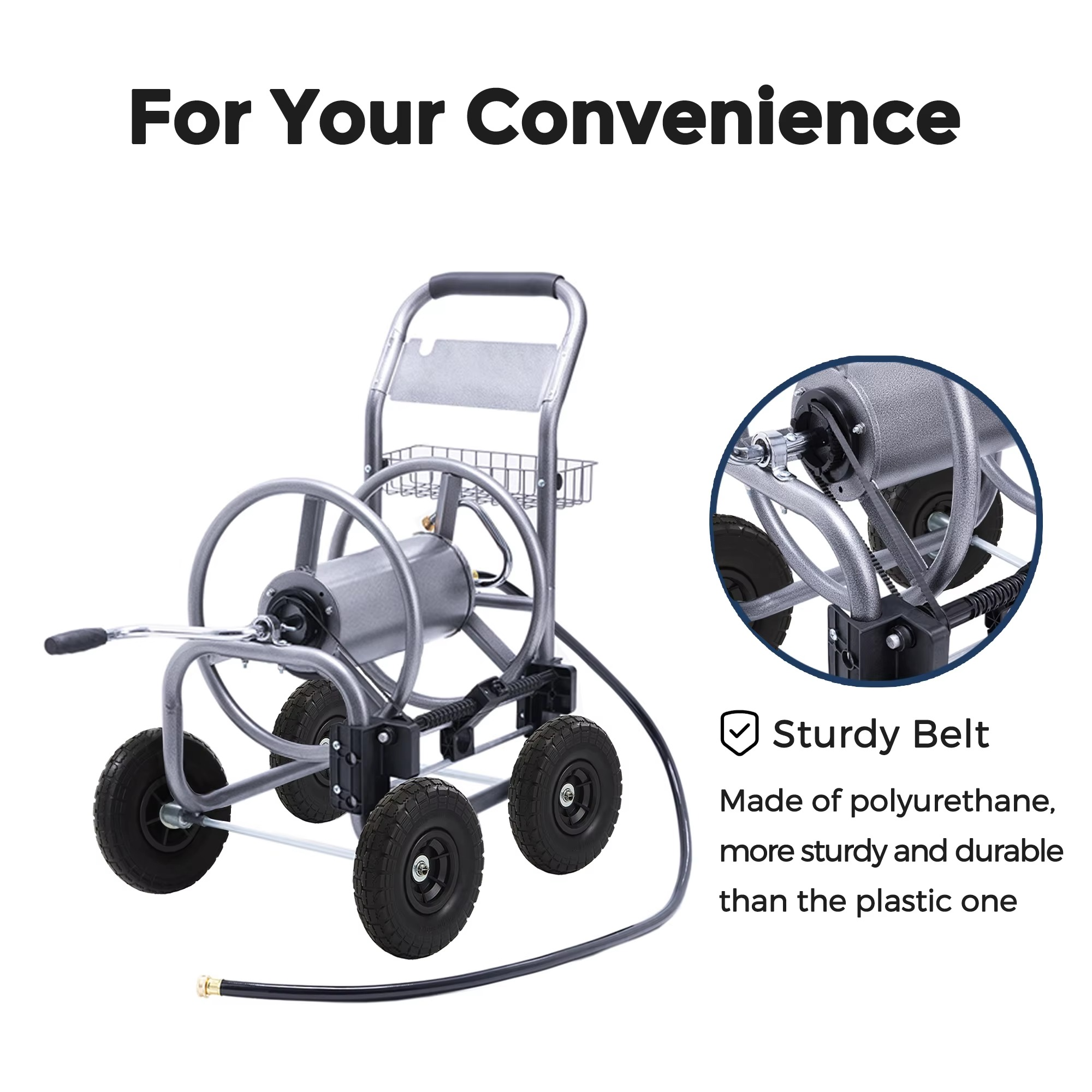 BowLift | Heavy-Duty Hose Reel Cart with Wheels for 250-Foot 5/8-Inch Hose