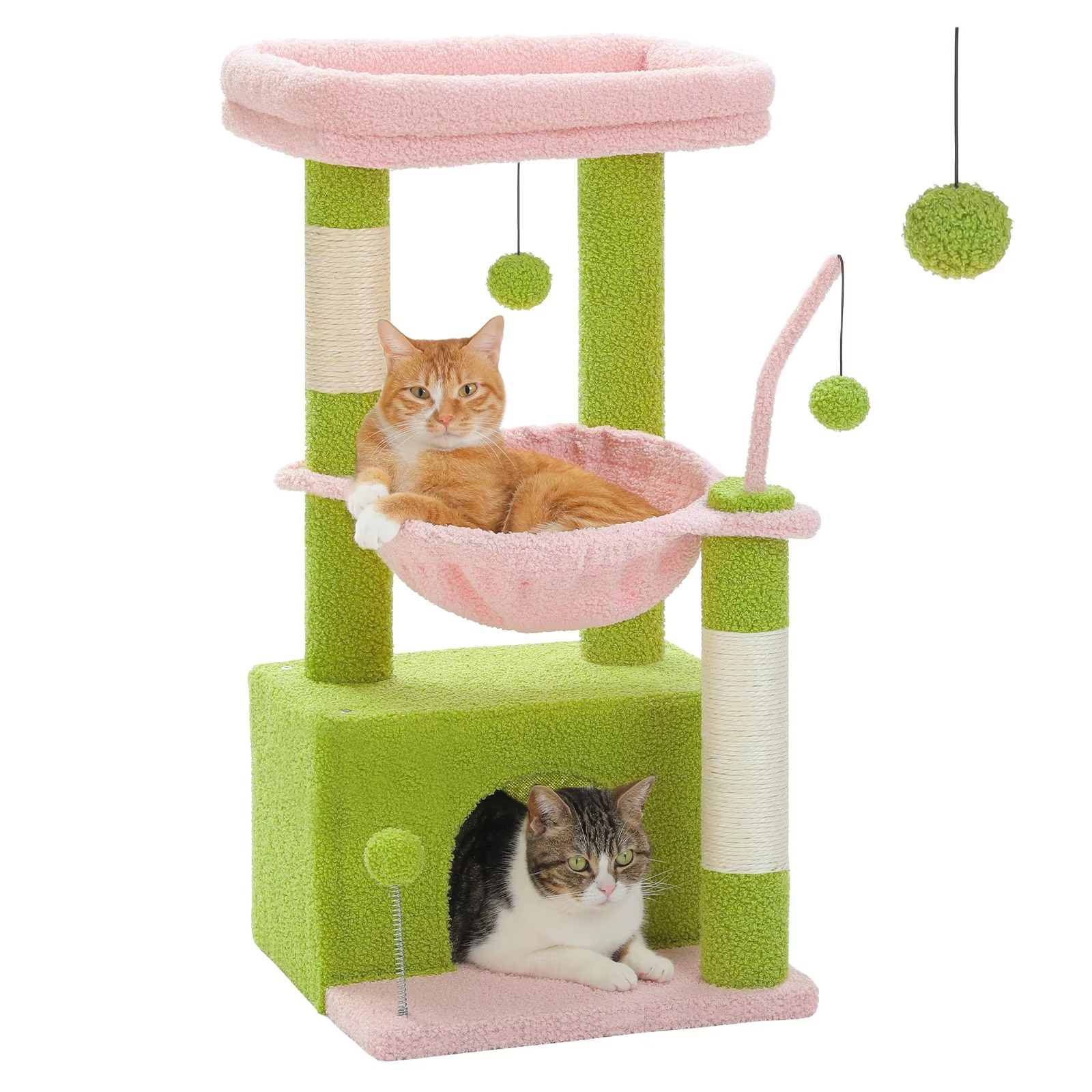 BowLift | Cactus Cat Tree Tower with Condo, Hammock, Scratching Post and Perch for Indoor Cats