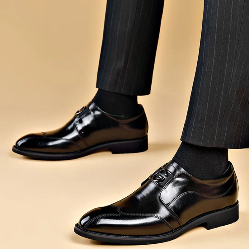 BowLift | Men's Leather Shoes Stylish Men's Shoes Pointed Oxford Wedding Leather Men's Dress Shoes Gentleman Office Man Shoe