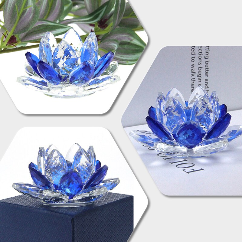 BowLift | Crystal Lotus Flower Craft Glass Paperweight Home Decoration Ornaments Figures Home Wedding Party Decor Gifts Souvenir
