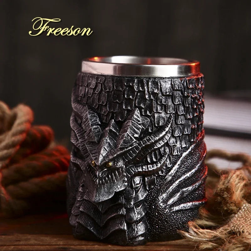 BowLift | Medieval Dragon Resin Stainless Steel Mug as Coffee Mug or Tea Mug