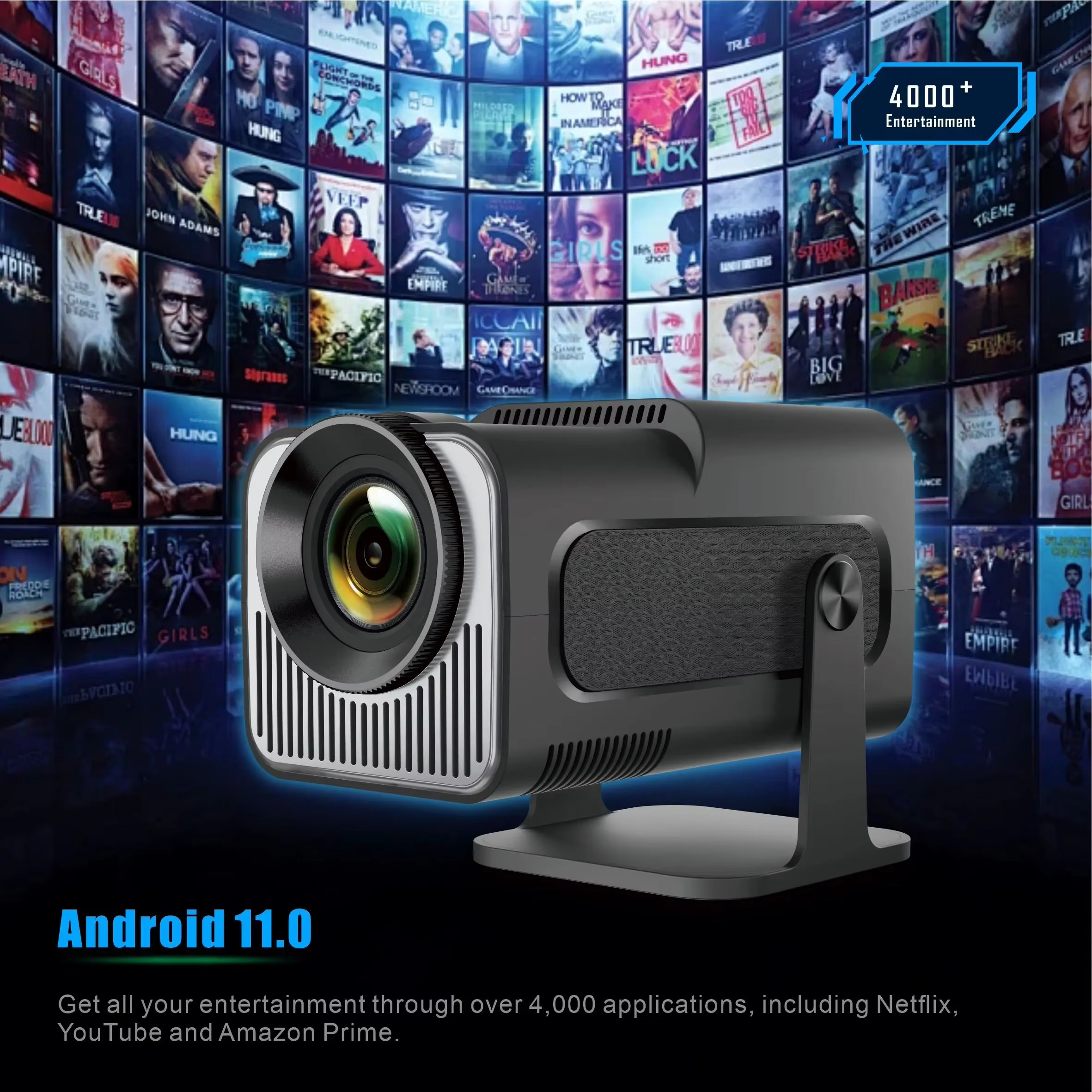 BowLift | Compact 4K Android Mini Projector with WiFi & Bluetooth