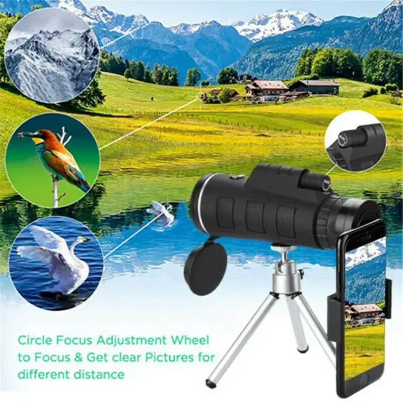 BowLift | 40x60 HD Monocular Telescope with Smartphone Holder and Tripod for Outdoor and Camping