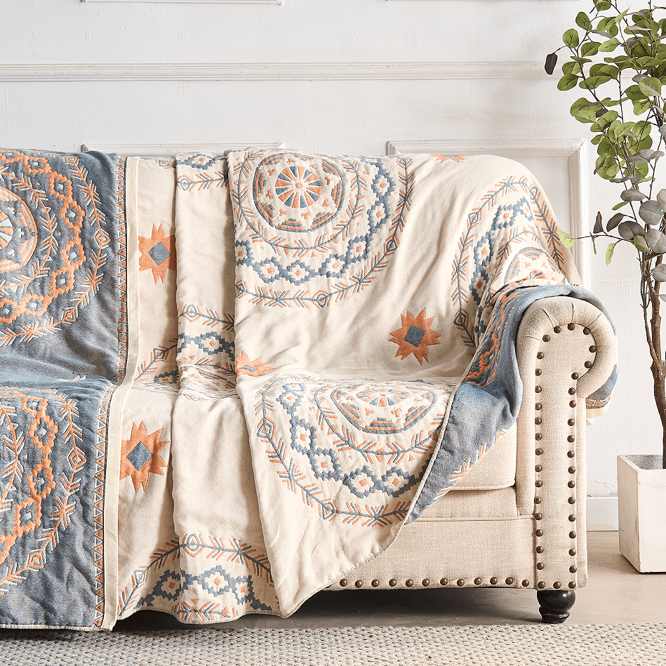 BowLift | Cotton Blanket with Mandala Pattern for Indoor & Outdoor Use