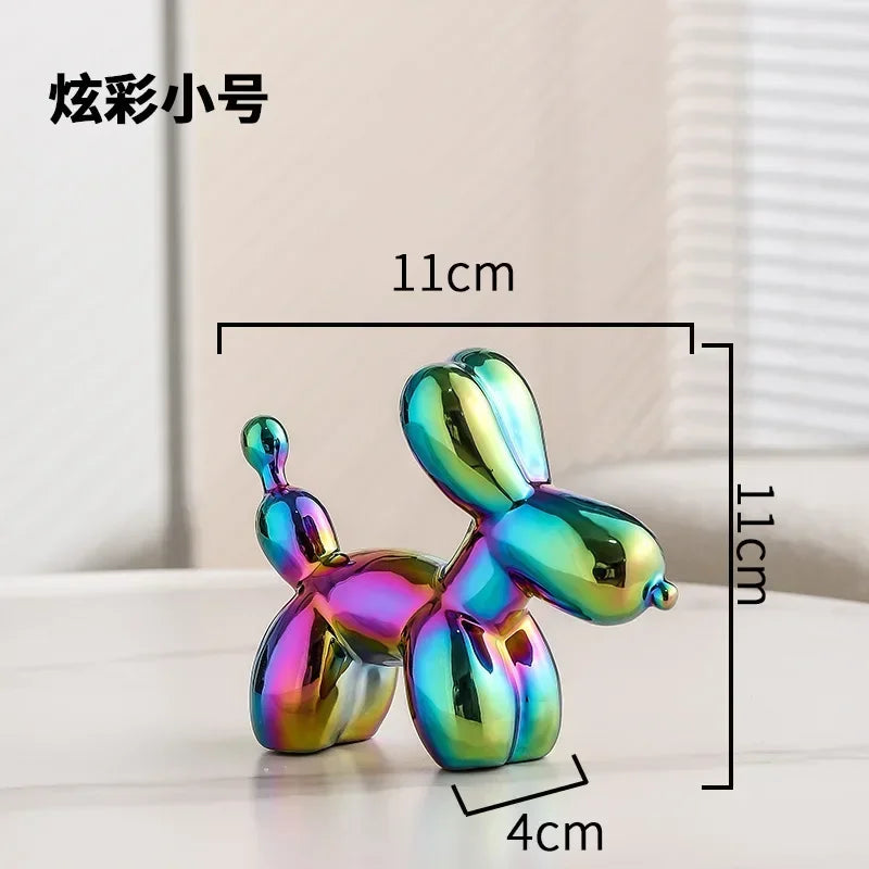 BowLift | Nordic Ceramic Balloon Dog Sculpture Gold Animal Decorations Statue Living Room Ornaments Creative Desktop Ornament Home Decor