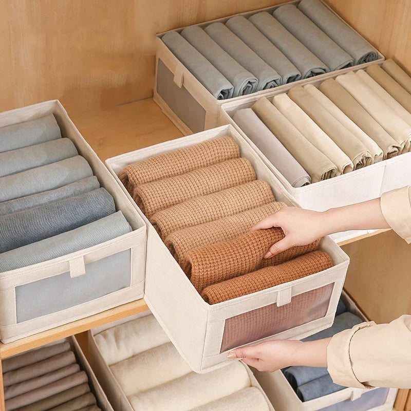 BowLift | Boxvero Storage Box | With Viewing Window & Collapsible | Breathable Linen Fabric | In M, L, XL