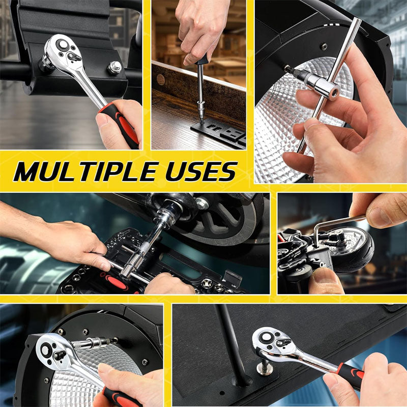 BowLift | 108-Piece Socket Wrench Set 1/4" & 1/2" Drive with Long Extension Bars Combination Wrench Hex Wrenches Accessories Storage Case