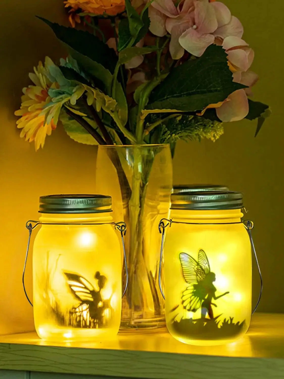 BowLift | Glass Fairy Lamp - Solar Mason Jar Lantern, IP65 Waterproof Outdoor Hanging Light